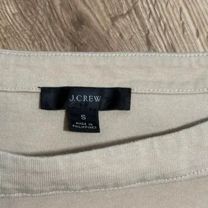 J.Crew Striped Boatneck Top Beige‎ White Long Sleeve Button Shoulder Small thumbnail 3