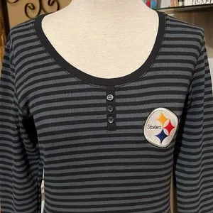 National Football League Pittsburgh Steelers women’s long sleeve crew neck striped tee size M thumbnail 1