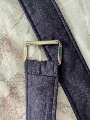 Navy Blue Canvas Fabric Belt with Silver Buckle, size 64” thumbnail 8