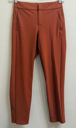 Athleta Stellar Skinny Trouser Size 6 Ancient Mahogany Zip Pockets Luxe Fabric thumbnail 1