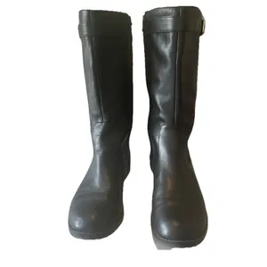 Lauren Ralph Lauren Sorissa Black Leather Mid Calf Boots Zip Women's Size 9.5B thumbnail 2