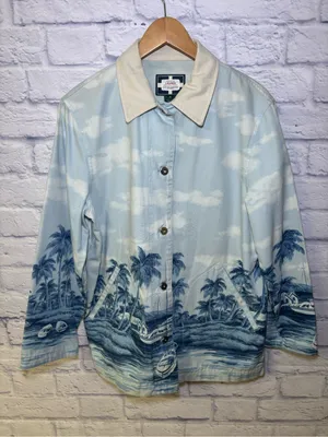 RALPH LAUREN Naval Supply Size M Barn Jacket Blue St Martin Island Boat Print thumbnail 3