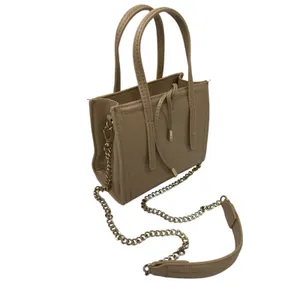 Zara Mini City Beige Faux Leather Vegan Chain Crossbody Bowling Satchel Bag thumbnail 3