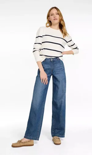 LL Bean Classic Fit 207 Wide Leg High Waisted Jeans in “Faded Indigo”, Size 10 thumbnail 1