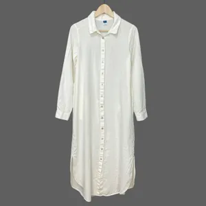 Old Navy Linen Blend Shirt Dress White Women Small Tall Long Sleeve Minimalist thumbnail 2