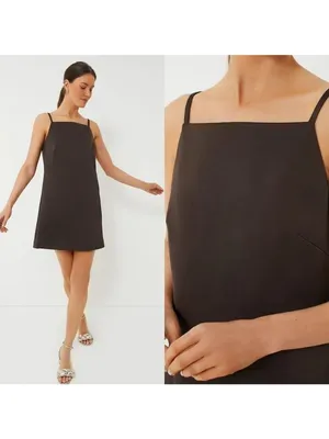 Tuckernuck Satin Lara mini shift dress in Chocolate Brown 6 New Womens thumbnail 8