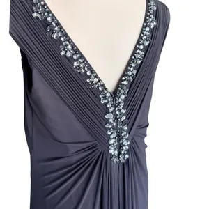 Alex Evenings Woman‎ Gray Embellished Ruched Gown Dress 14W Formal Wedding Guest thumbnail 6