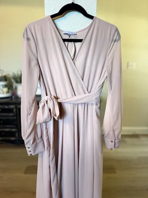 BalticBorn Lydiah Long Sleeve Chiffon Maxi Blush Pink thumbnail 2