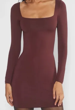 Aritzia Babaton Women's Sz S Contour Longsleeve Contour Squareneck Mini Dress thumbnail 1