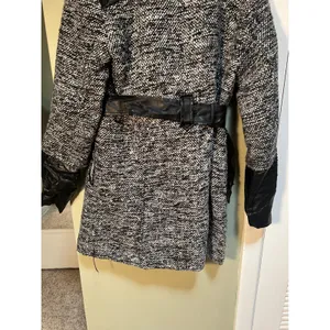 Yoki Outerwear Collection Womens Size Large Coat Jacket Black Gray Tweed Leather thumbnail 10