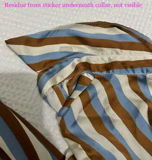 Zara satin striped shirt blue tan brown longsleeve buttondown thumbnail 4
