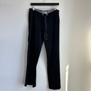 90s Vintage NYL Velour Track Pants L Black Y2K Workout Sportswear 00s Activewear thumbnail 3
