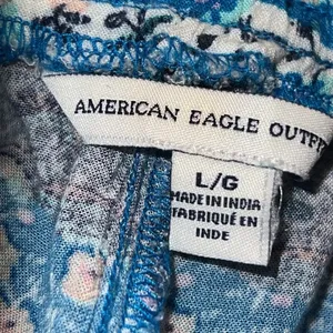 American Eagle large boho wide leg drawstring pants paisley striped blue pink thumbnail 6