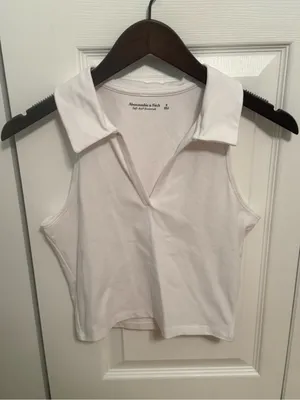 Abercrombie & Fitch Soft A&F Essentials White Polo Tank thumbnail 2