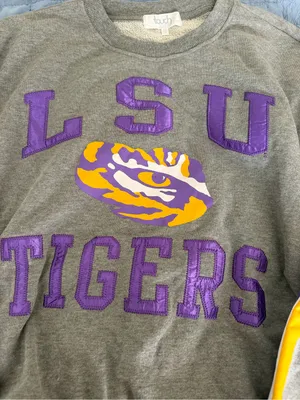 LSU Tigers Gray Crewneck Sweatshirt with Purple & Gold Accents thumbnail 3