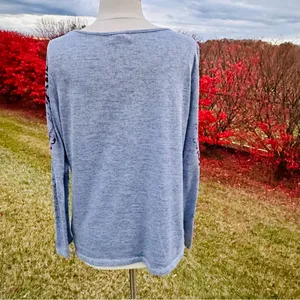 Live & Let Live Blue & Purple Printed Embellished Long Sleeve Top Women's thumbnail 11
