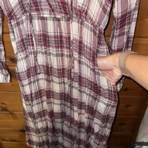 Knox Rose Maroon Plaid Long Sleeve Sheath Dress Pockets Flowy Country Boho XS thumbnail 4