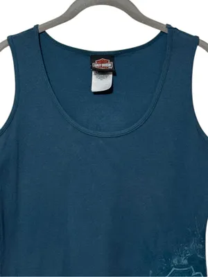 HARLEY-DAVIDSON Las Vegas Tank Top L Teal EUC thumbnail 4