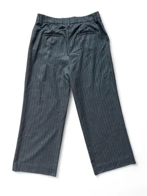 Reformation Mason Pant Size 12 Grey Pinstripe Wide Leg Pleated Trousers thumbnail 2