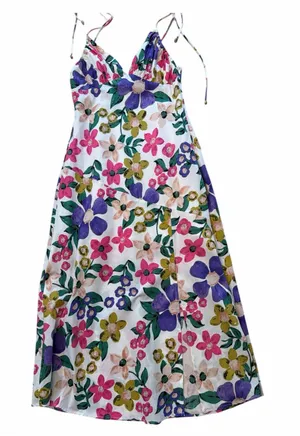 Here Comes the Sun Floral Tie-Strap Midi Dress thumbnail 1