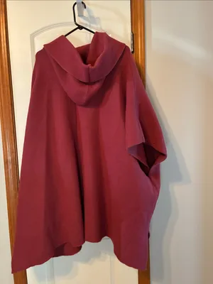 Free People Hooded Open-Front Cape Coat in Deep Berry thumbnail 5