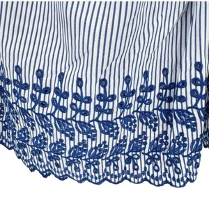 Tuckernuck Cinzia Blue Stripe Eyelet Midi Skirt Medium NWT thumbnail 9