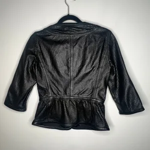Etcetera Leather Peplum Jacket Size 0 thumbnail 3