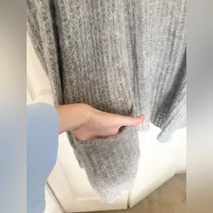 Free People Women's Gray Weekend Getaway Alpaca Cardigan Oversized Knit Small thumbnail 3