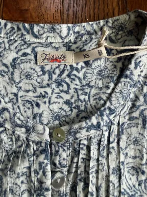 Faherty Isha Dress XS Cream Imma Floral Linen Blend Pintuck Mini Dress NWOT thumbnail 8