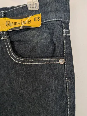 NWT Womens 12 Dark Wash Stretch Bootcut Jeans Y2K Bling Rhinestone Cross Pockets thumbnail 12