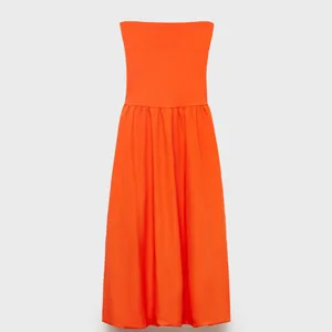 NWOT MNG MANGO Combined knitted balloon Strapless dress Bright Orange SZ-8 thumbnail 9