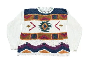 Allison Britney Vintage Sweater Women's‎ Medium Aztec Embroidery Grandma Core thumbnail 1