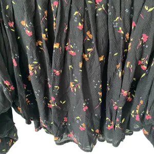 Free People Lady Lou Embroidered Black Blouse size medium Blouse thumbnail 8