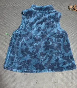 dip Nordic Extended Women's Blue Floral Fuzzed Fleece Vest Size 1X new thumbnail 4
