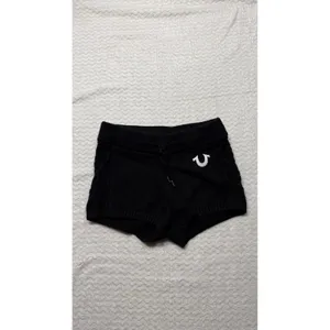 True Religion Womens Black Cable Knit Lounge Shorts Horseshoe Logo Small 4531 thumbnail 2