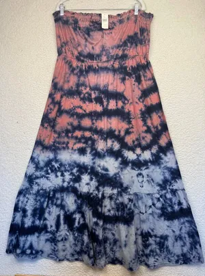 NWT Anthropologie Amadi Strapless Tie Dye Maxi Dress Whimsy Tiered Size‎ Large thumbnail 1