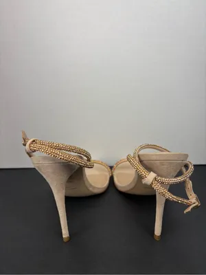 Steve Madden Nude Gold Embellished Ankle-Strap Heels thumbnail 3