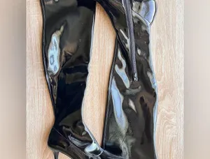 Abound Patent Leather Black Heeled Boots thumbnail 1