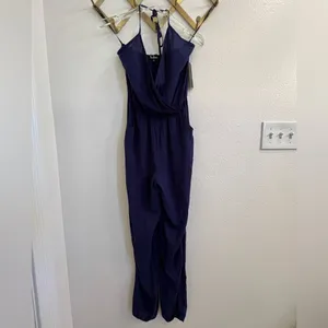 NWT Lulus Learning to Fly Navy Halter Jumpsuit Small Flawed thumbnail 6