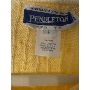 Pendleton Women’s Yellow Cable‎ Knit Short Sleeve Sweater size LP thumbnail 3