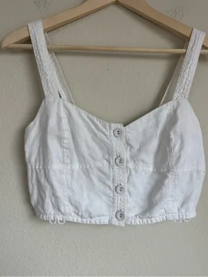 Madewell Sweetheart Linen Blend Crop Tank Top thumbnail 3