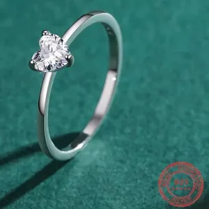 Sterling Silver SIZE 8 925 Dainty Heart AAAAA Zirconia Sparkling Ring thumbnail 3