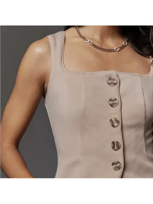 Maeve Anthropologie Structured Longline Vest XS Soft Camel NWT thumbnail 2