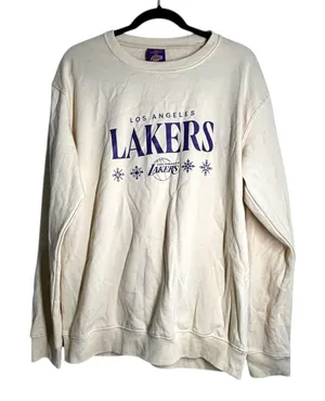 Mitchell & Ness Los Angeles Lakers NBA LA Cream Crewneck Sweatshirt Winter thumbnail 1