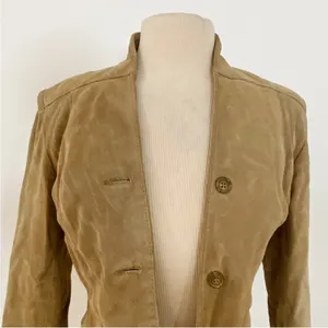 Vintage blazer cropped suede leather boho jacket Tan thumbnail 4