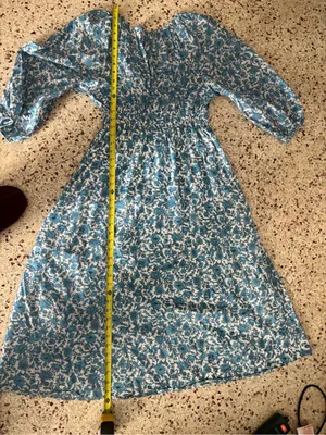 J.Crew Smocked Waist V-Neck Midi Dress in the Blue Blooms medium thumbnail 5