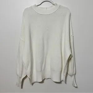Nwt Aerie White Pullover Sweater Size Medium Oversized Ribbed Knit Crewneck thumbnail 2