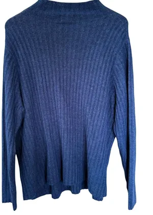 Old Navy 2X Brilliant Blue Ribbed Mock Neck Sweater Asymmetrical Cozy‎ Academia thumbnail 1