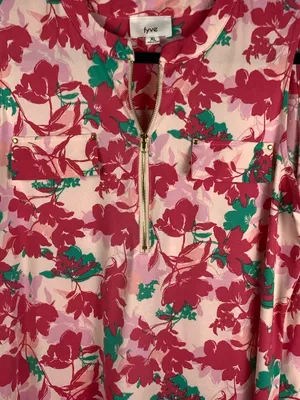 Fyve Womens XL Tropical Floral Sleeveless Blouse Pink High Low Tunic thumbnail 10