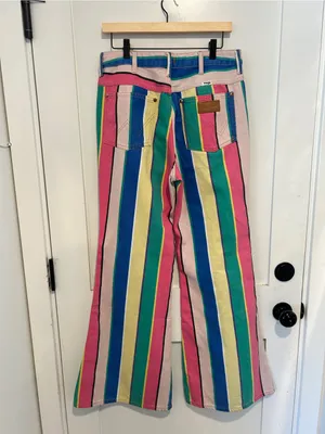 Wrangler Wanderer 622 High Rise Flare Jeans Womens Size 30x34 Multicolor Striped thumbnail 6